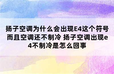 扬子空调为什么会出现E4这个符号而且空调还不制冷 扬子空调出现e4不制冷是怎么回事